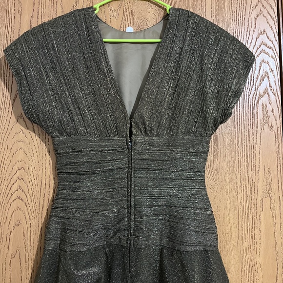 Vintage Morton Myles I. MAGNIN 80s Olive Green Gold Metallic Layered Dress Sz-XS - Picture 6 of 13